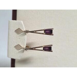 Vintage Avon Purple and Gold Clip-On Earrings – Geometric Dangle Jewelry